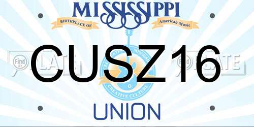 CUSZ16 Mississippi License Plate