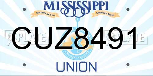 CUZ8491 Mississippi License Plate
