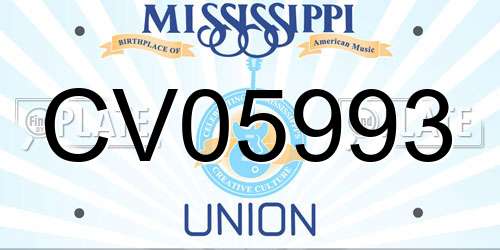 CV05993 Mississippi License Plate