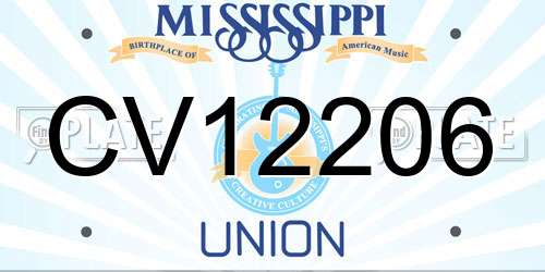 CV12206 Mississippi License Plate