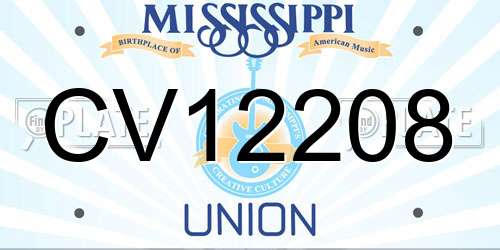 CV12208 Mississippi License Plate