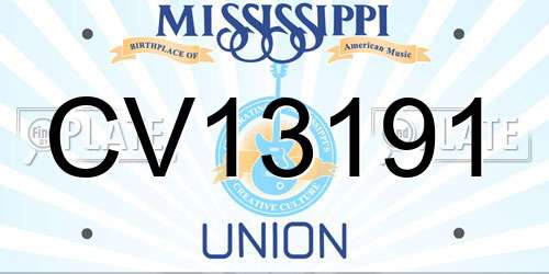 CV13191 Mississippi License Plate