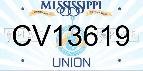 CV13619 Mississippi License Plate