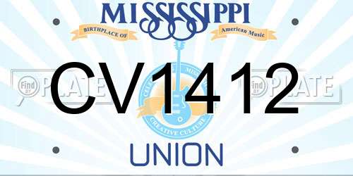 CV1412 Mississippi License Plate