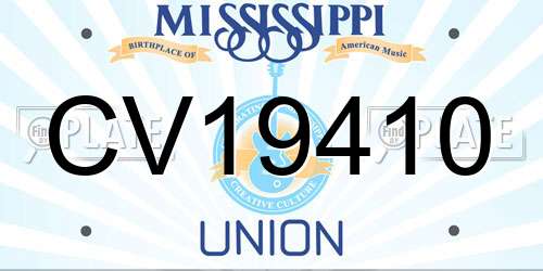 CV19410 Mississippi License Plate