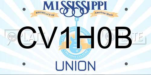 CV1H0B Mississippi License Plate