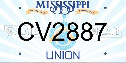 CV2887 Mississippi License Plate