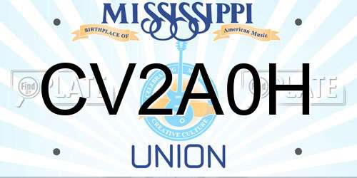 CV2A0H Mississippi License Plate