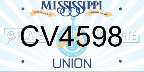 CV4598 Mississippi License Plate