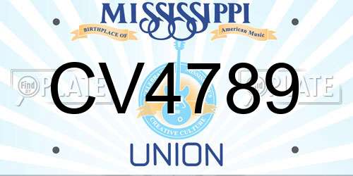CV4789 Mississippi License Plate