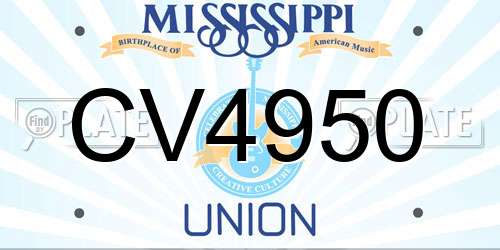 CV4950 Mississippi License Plate