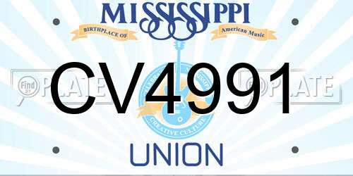 CV4991 Mississippi License Plate
