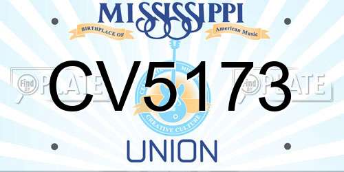 CV5173 Mississippi License Plate