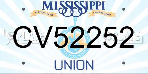 CV52252 Mississippi License Plate
