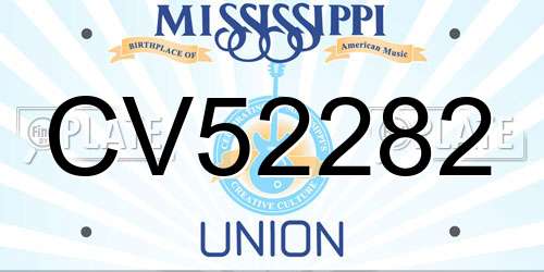 CV52282 Mississippi License Plate