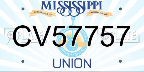 CV57757 Mississippi License Plate