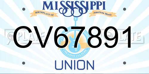 CV67891 Mississippi License Plate