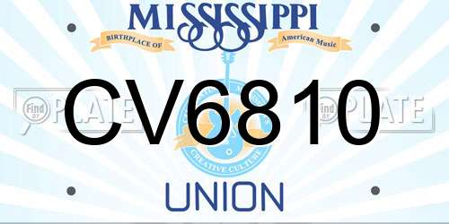 CV6810 Mississippi License Plate