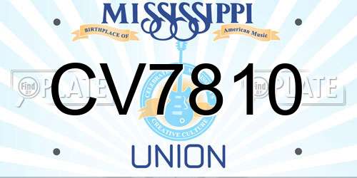 CV7810 Mississippi License Plate