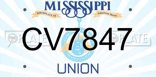 CV7847 Mississippi License Plate