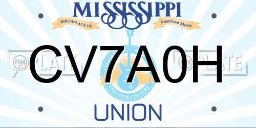 CV7A0H Mississippi License Plate