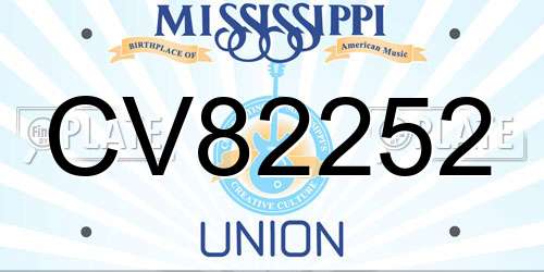 CV82252 Mississippi License Plate