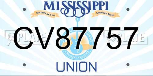 CV87757 Mississippi License Plate