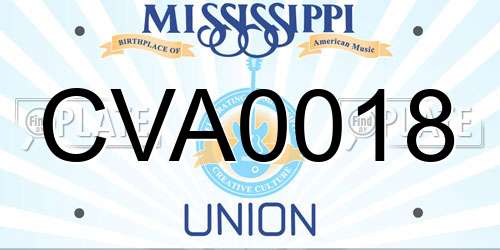 CVA0018 Mississippi License Plate