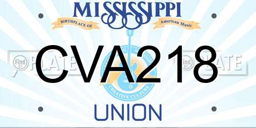 CVA218 Mississippi License Plate