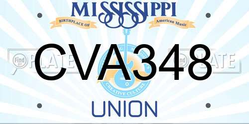 CVA348 Mississippi License Plate