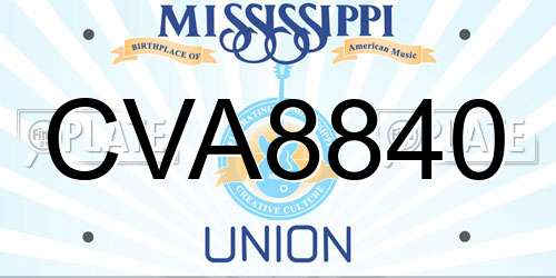 CVA8840 Mississippi License Plate