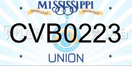 CVB0223 Mississippi License Plate