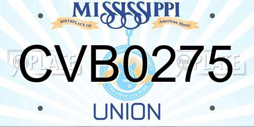 CVB0275 Mississippi License Plate