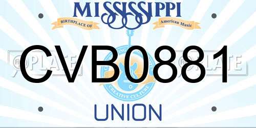 CVB0881 Mississippi License Plate