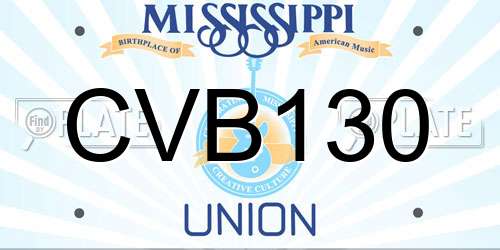 CVB130 Mississippi License Plate