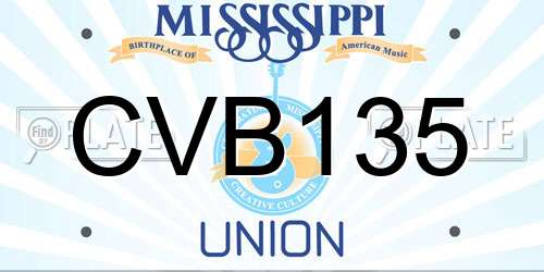 CVB135 Mississippi License Plate