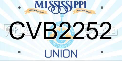 CVB2252 Mississippi License Plate