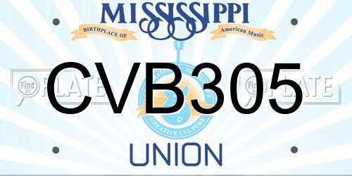 CVB305 Mississippi License Plate