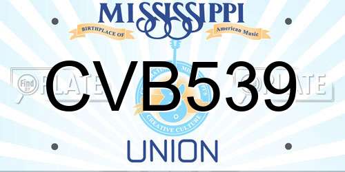 CVB539 Mississippi License Plate