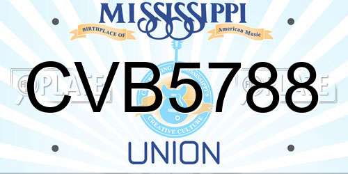 CVB5788 Mississippi License Plate