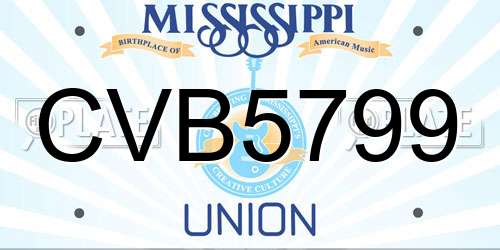 CVB5799 Mississippi License Plate