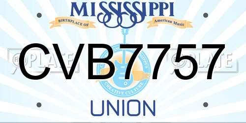 CVB7757 Mississippi License Plate