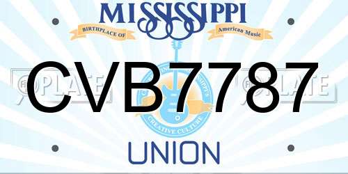CVB7787 Mississippi License Plate
