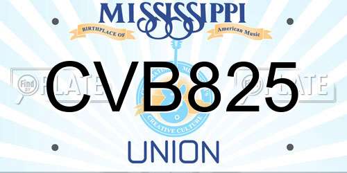 CVB825 Mississippi License Plate