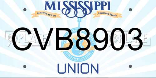 CVB8903 Mississippi License Plate
