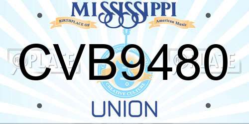 CVB9480 Mississippi License Plate