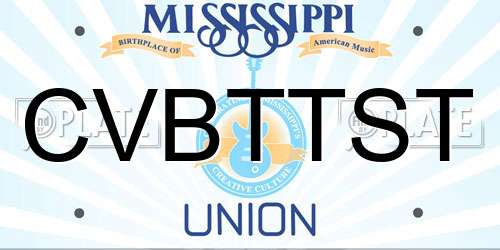CVBTTST Mississippi License Plate