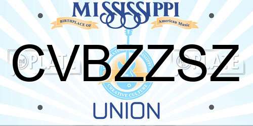 CVBZZSZ Mississippi License Plate