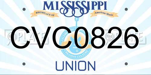 CVC0826 Mississippi License Plate