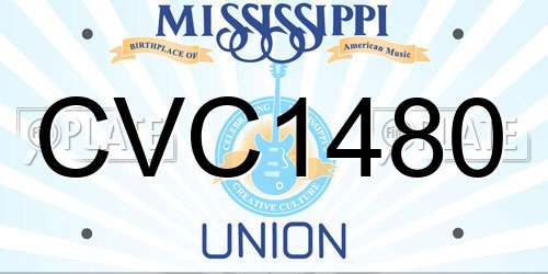 CVC1480 Mississippi License Plate